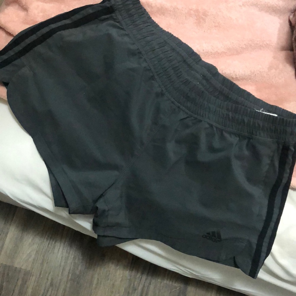Adidas grey shorts with stripes
